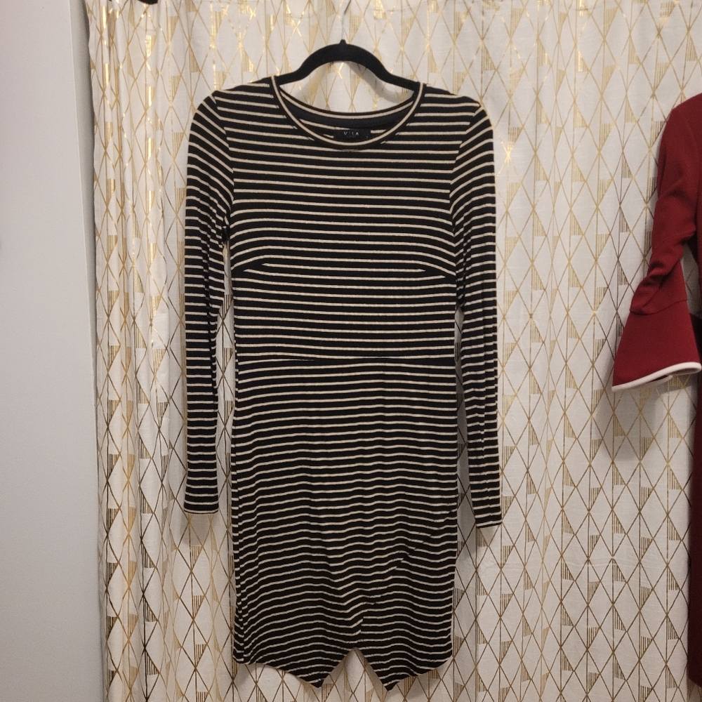 SOLD! EUC VILA Black and Gold Dress Size S